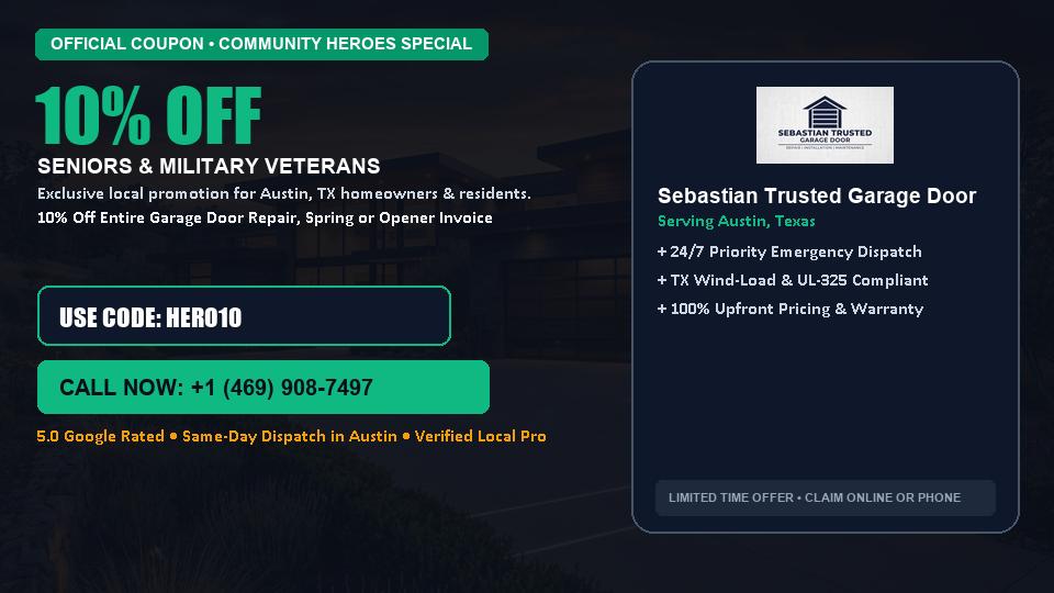 Sebastian Trusted Garage Door 10% OFF Seniors & Military Veterans